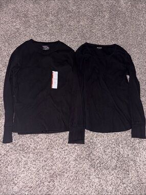 Old Navy Black Long Sleeve Thermal Tops - Set of 2
